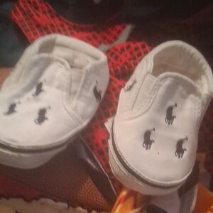 Ralph Lauren White Slip-On Baby Shoes